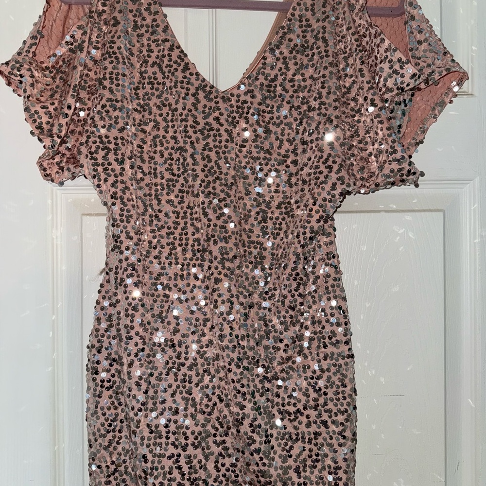 As U Wish Pink Sequin Mini Dress